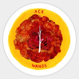 Ace of Wands Round Tarot Card Sticker